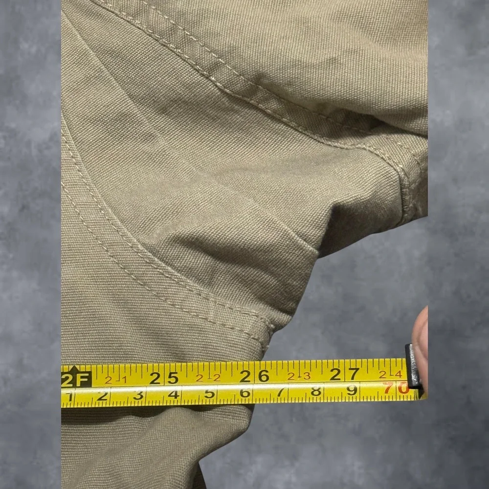 Duluth Trading Co Mens XL Tan Blaze Orange Fleece Lined Snap Shirt Jacket Canvas
